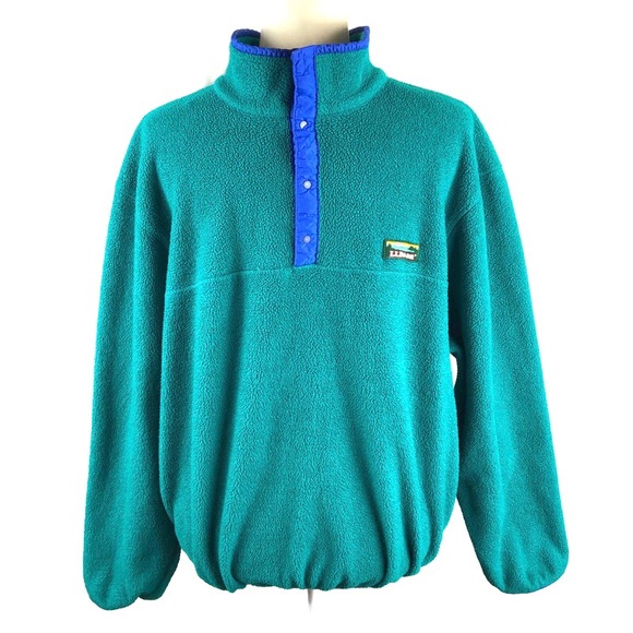 Ll Bean Green Snap Button Fleece 